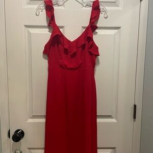 Forever 21 Red Ruffle Midi Dress
